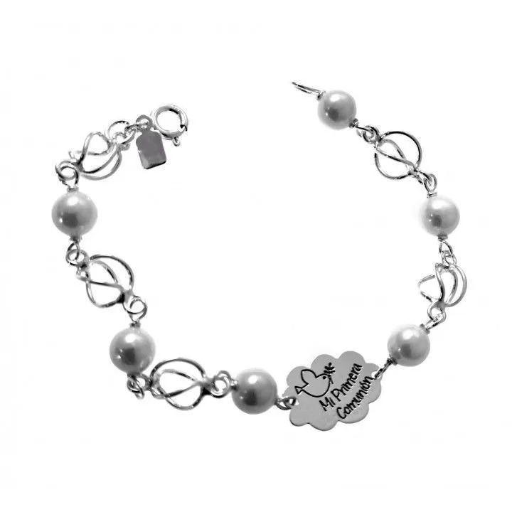 Pulsera Plata Comunión Perla