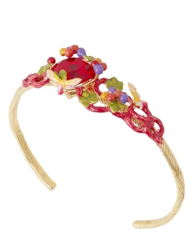 Pulsera rígida uva, hoja de vid y mariposa