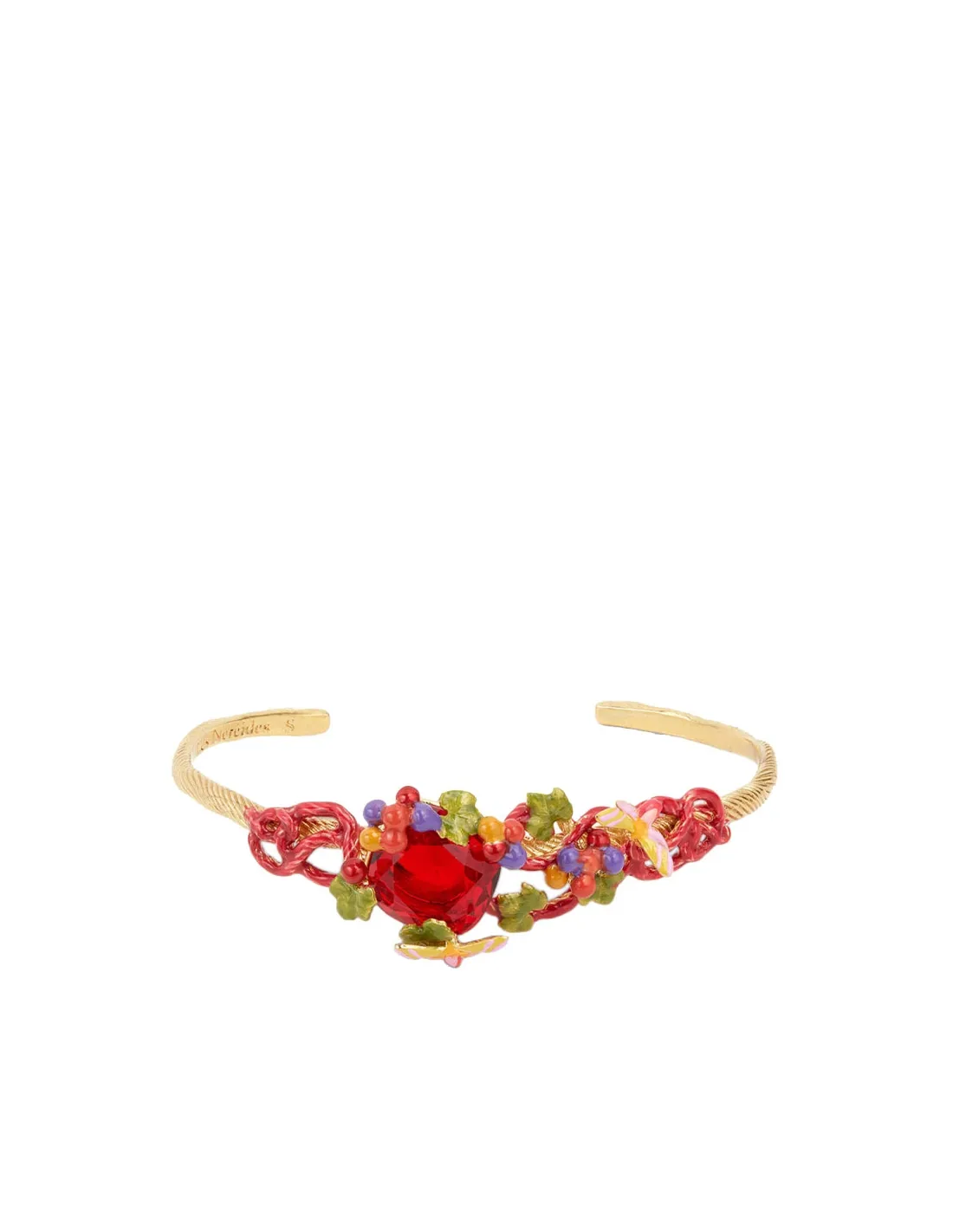 Pulsera rígida uva, hoja de vid y mariposa