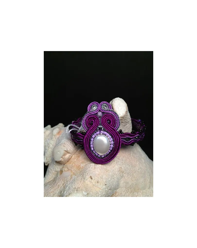 PULSERA  SOUTACHE, LILA PEQUEÑA