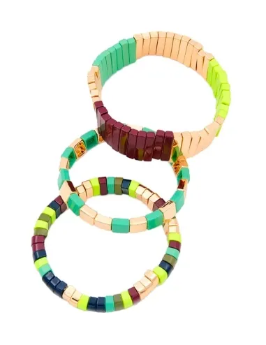 Pulsera turquesa y amarilla Felena (Set de 3)