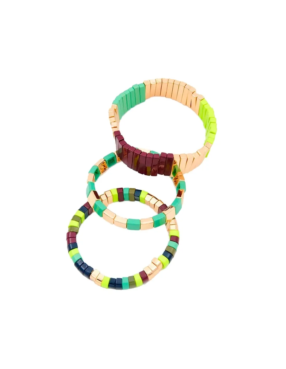 Pulsera turquesa y amarilla Felena (Set de 3)