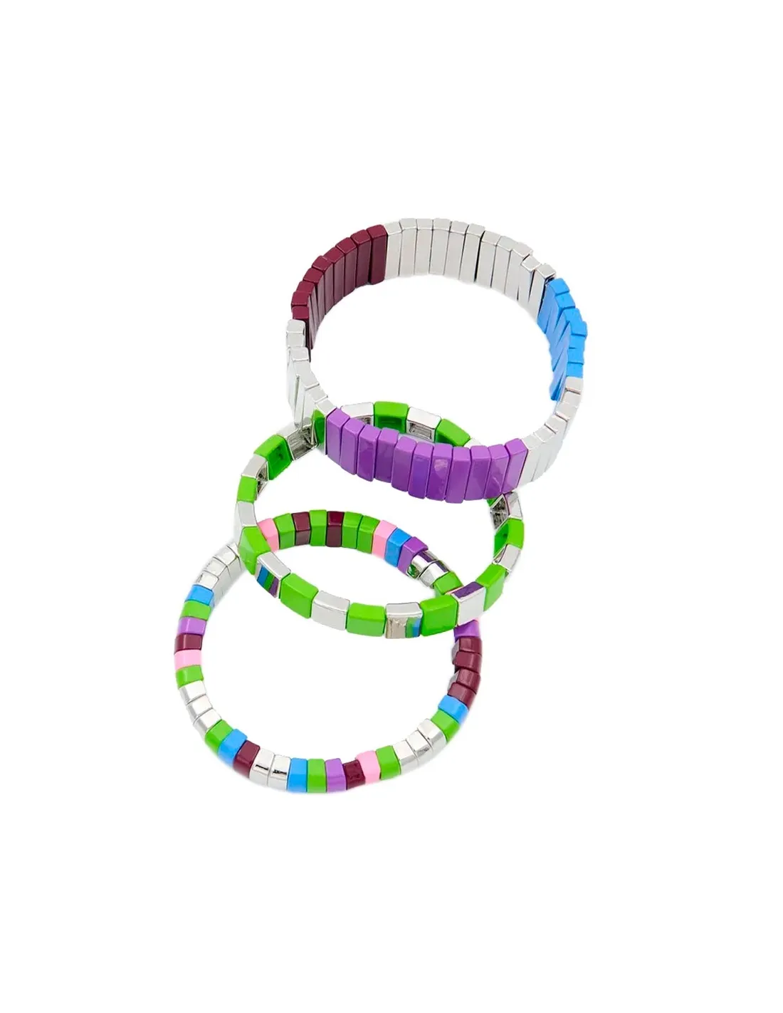 Pulsera verde y morada Felena (Set de 3)
