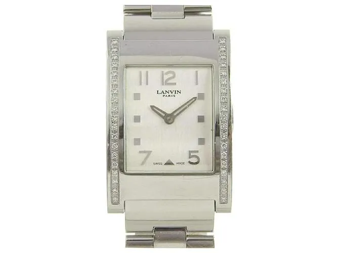 Reloj Lanvin de Cuarzo con Bisel de Diamantes FL1421S, Acero inoxidable plateado, Segunda mano en muy buen estado. Plata 