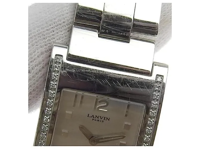 Reloj Lanvin de Cuarzo con Bisel de Diamantes FL1421S, Acero inoxidable plateado, Segunda mano en muy buen estado. Plata 
