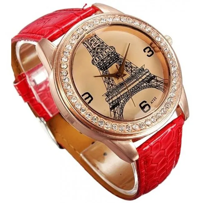 Retro Rhinestone Trim  Eiffel Tower Watch 