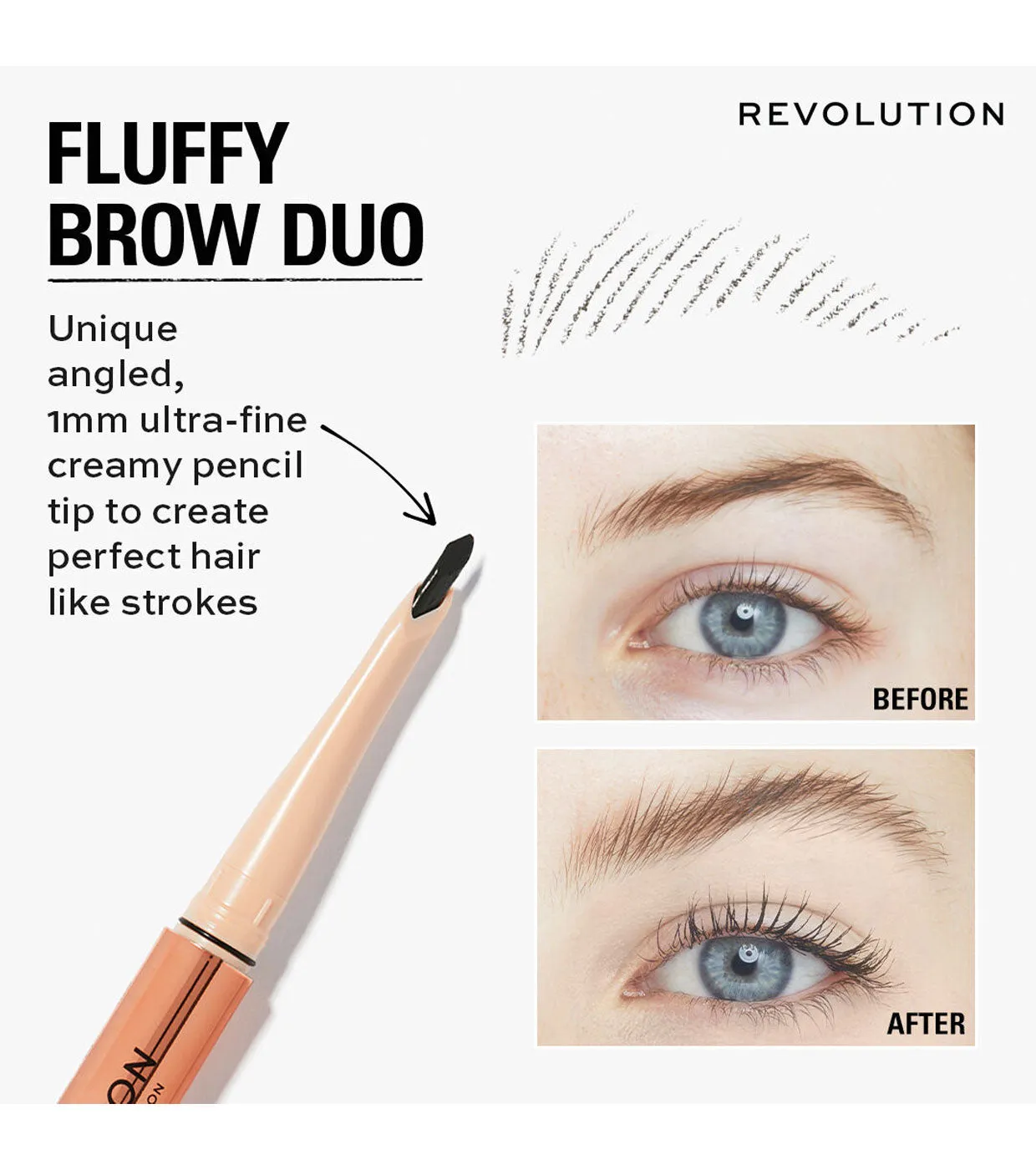 REVOLUTION  LáPIZ DE CEJAS FLUFFY BROW FILTER DUO  DARK BROWN