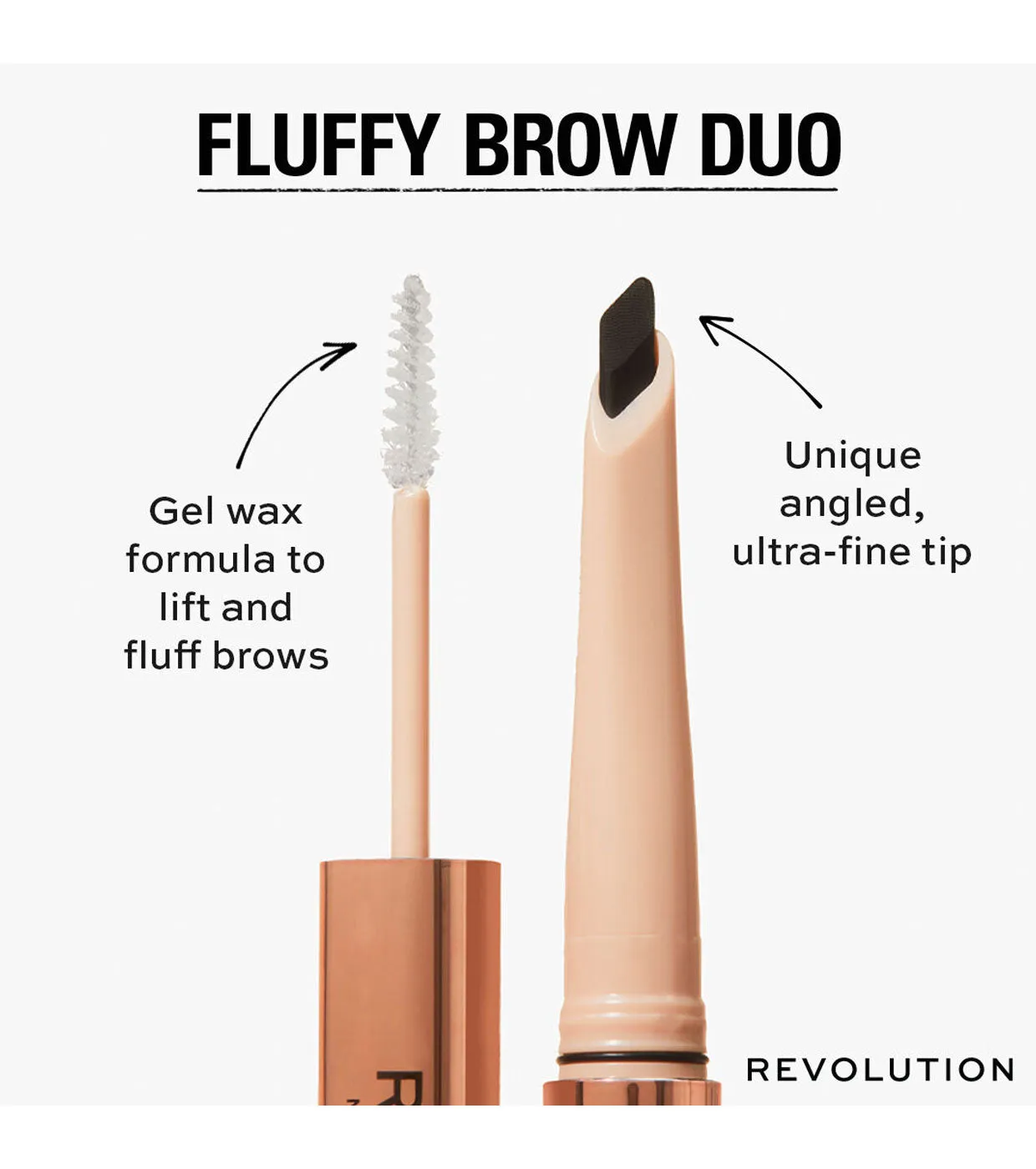 REVOLUTION  LáPIZ DE CEJAS FLUFFY BROW FILTER DUO  DARK BROWN
