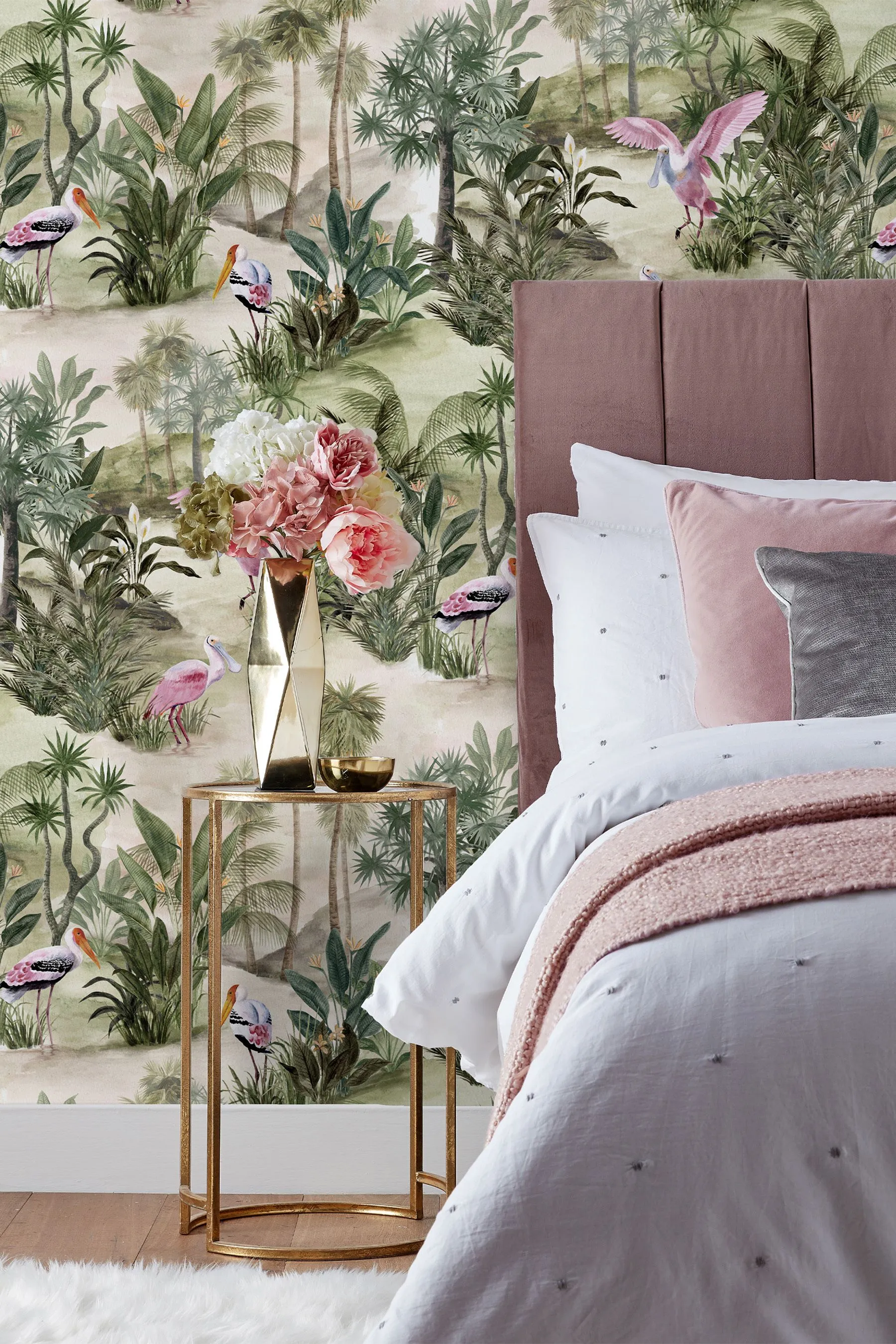 Riva Paoletti Natural Beige Platalea Jungle Digitally Printed Wallpaper