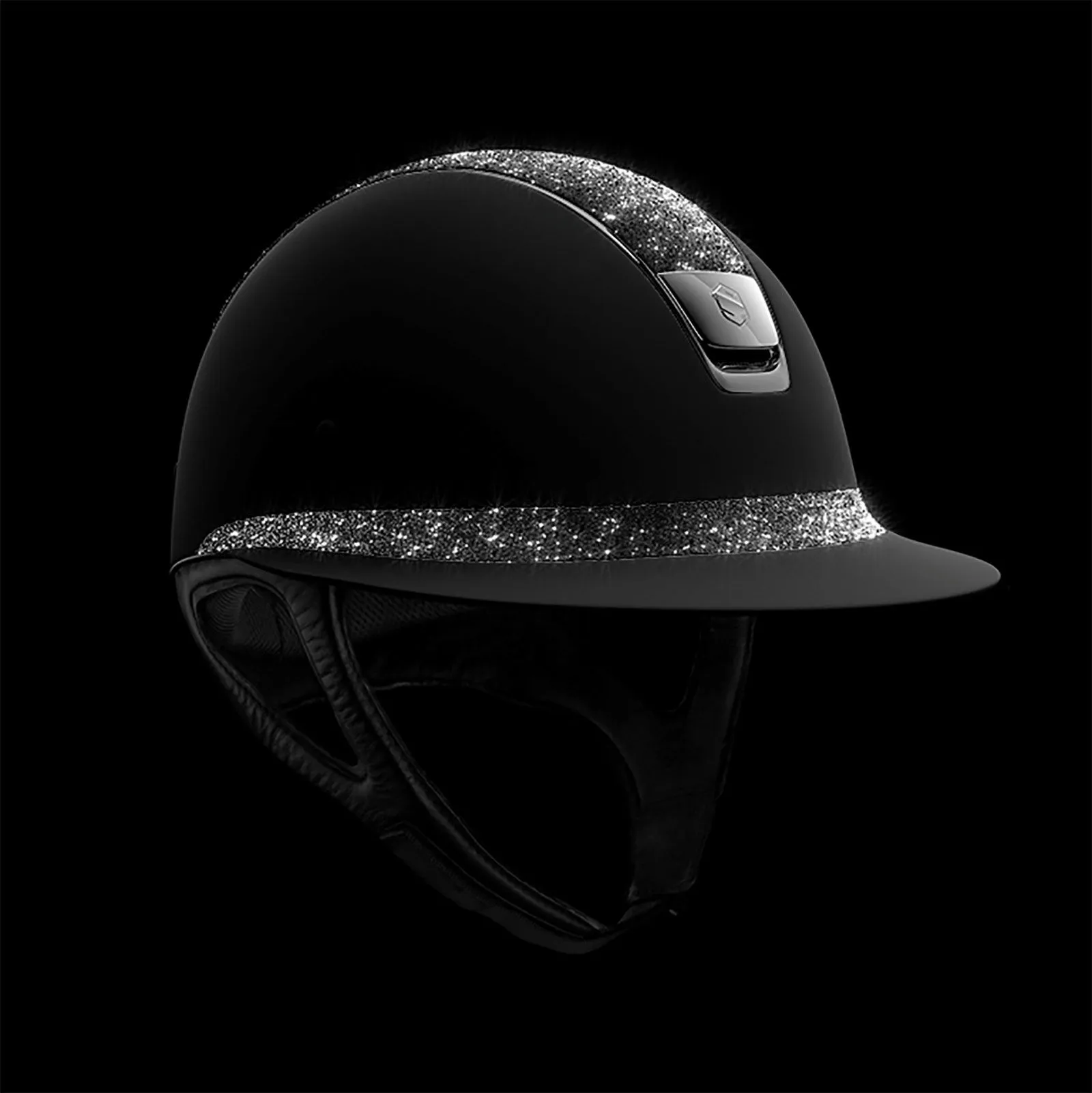 Samshield Casco Miss Shield Shadowmatt Crystals, visera cromada negra (sin revestimiento)
