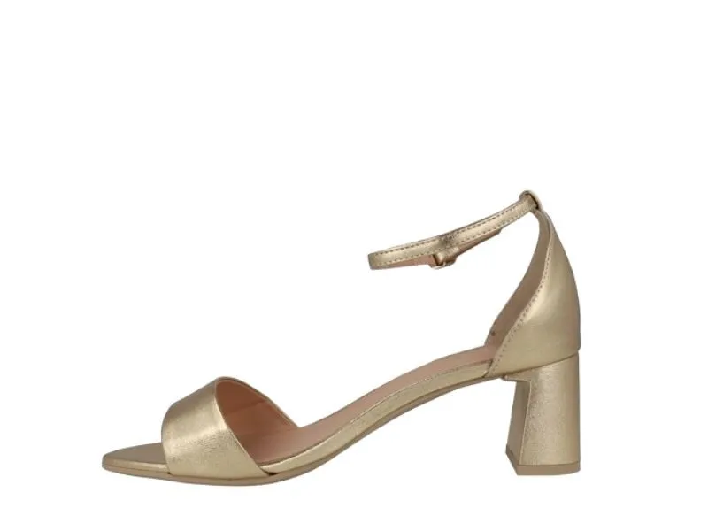 SANDALIA DE TACON LAYNA VEXED EN COLOR ORO