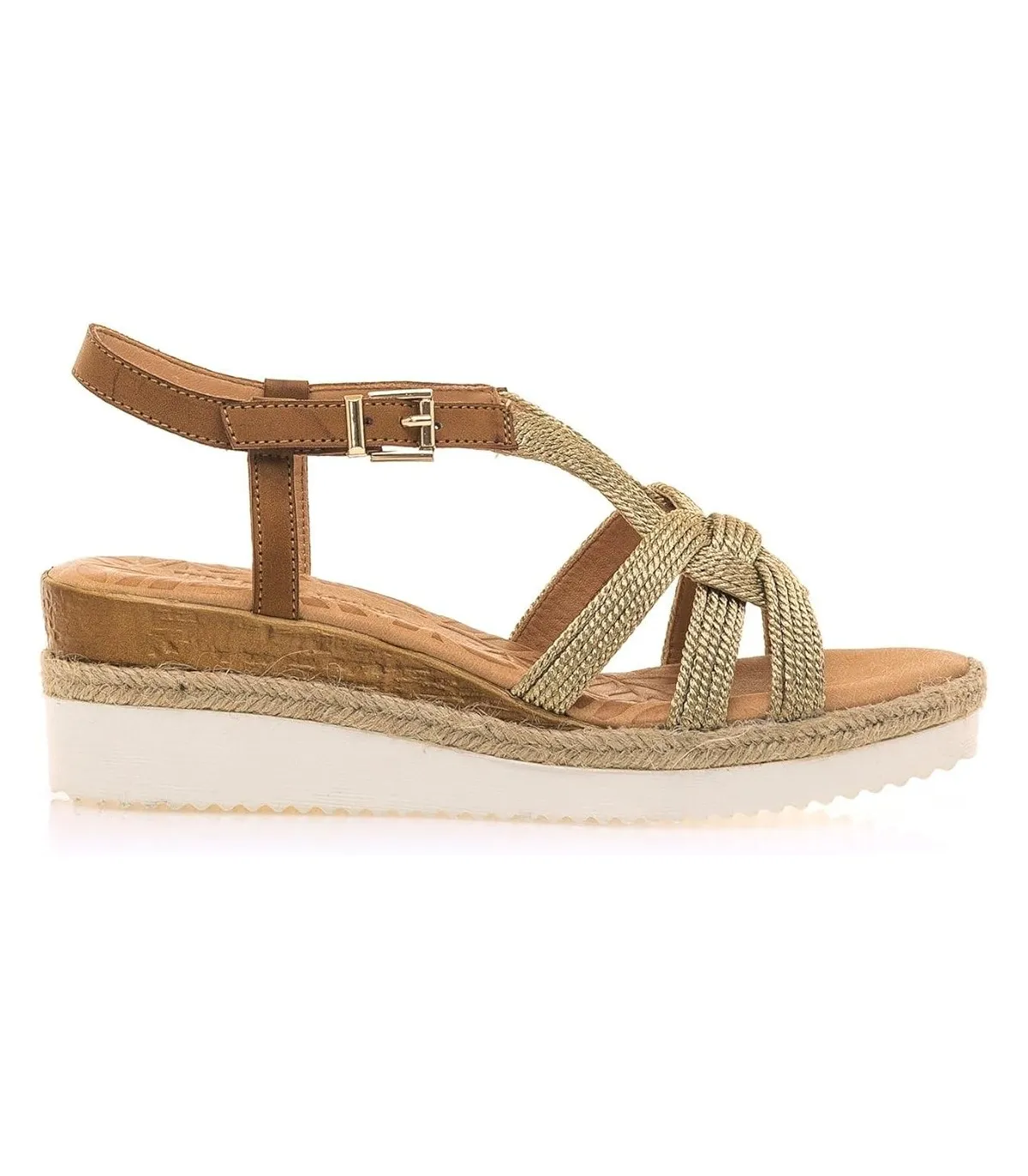 Sandalia natural con tiras cruzadas