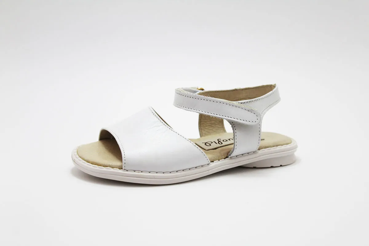 Sandalia niña en piel blanco