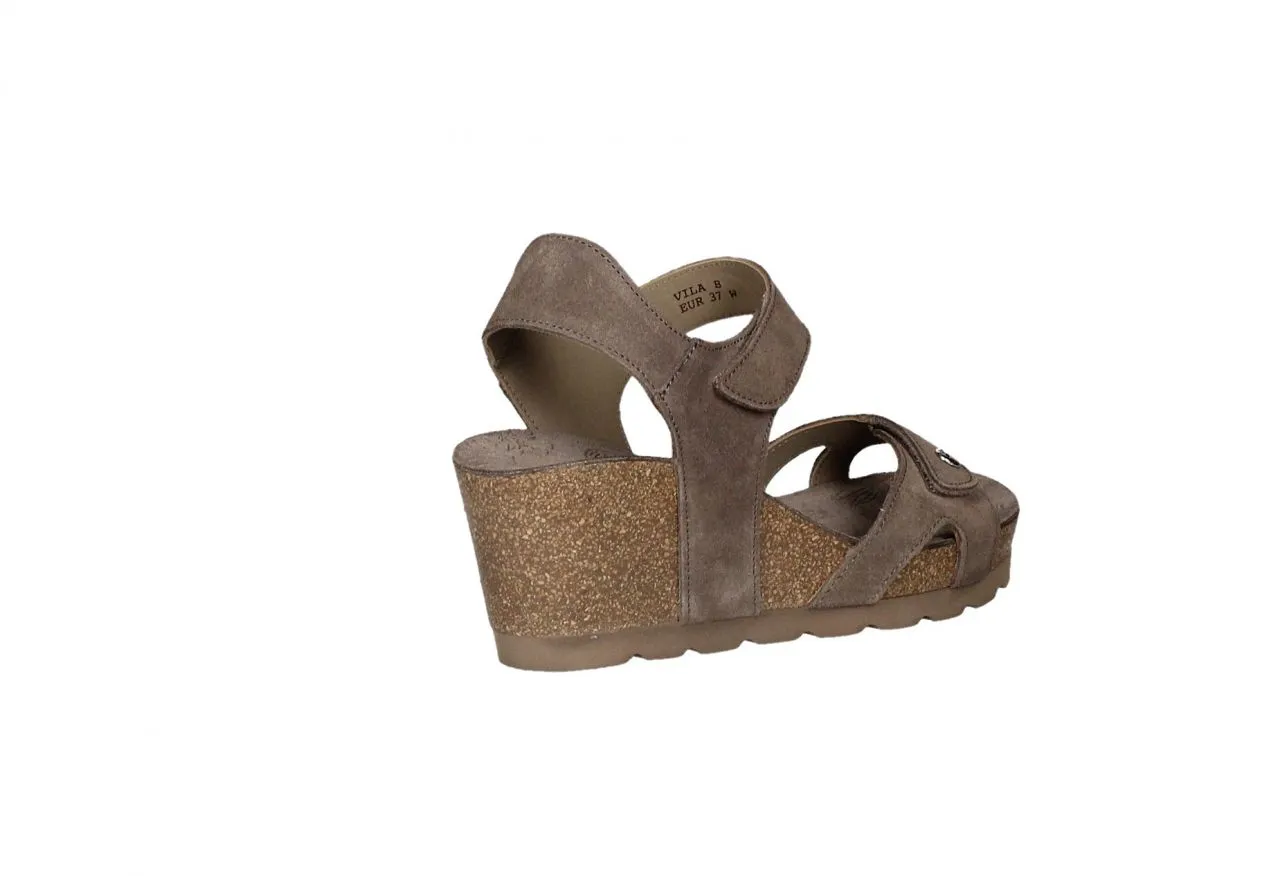 Sandalia Nobuck Marron Dos Velcros CuÑa Corcho