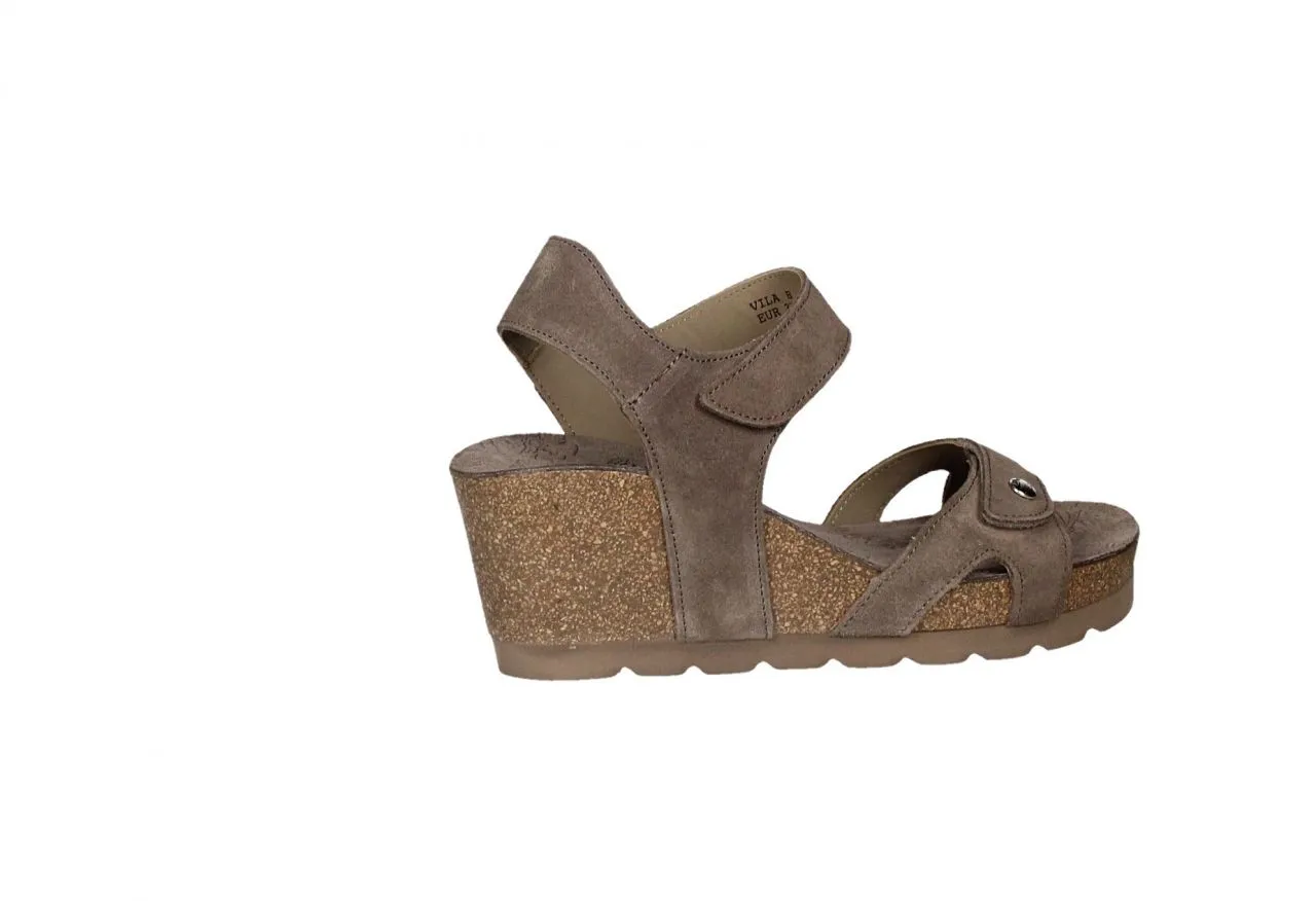 Sandalia Nobuck Marron Dos Velcros CuÑa Corcho