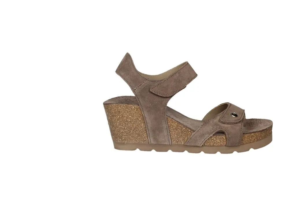Sandalia Nobuck Marron Dos Velcros CuÑa Corcho
