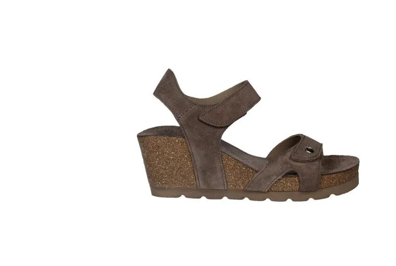 Sandalia Nobuck Marron Dos Velcros CuÑa Corcho