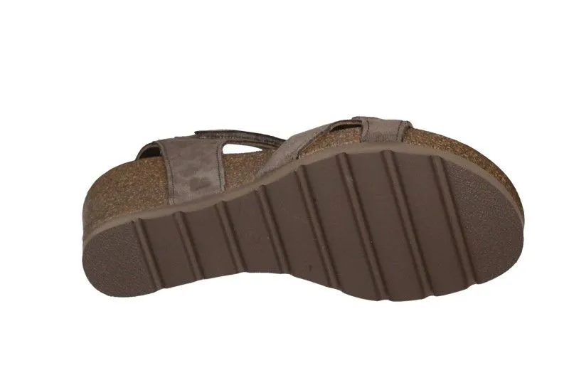 Sandalia Nobuck Marron Dos Velcros CuÑa Corcho