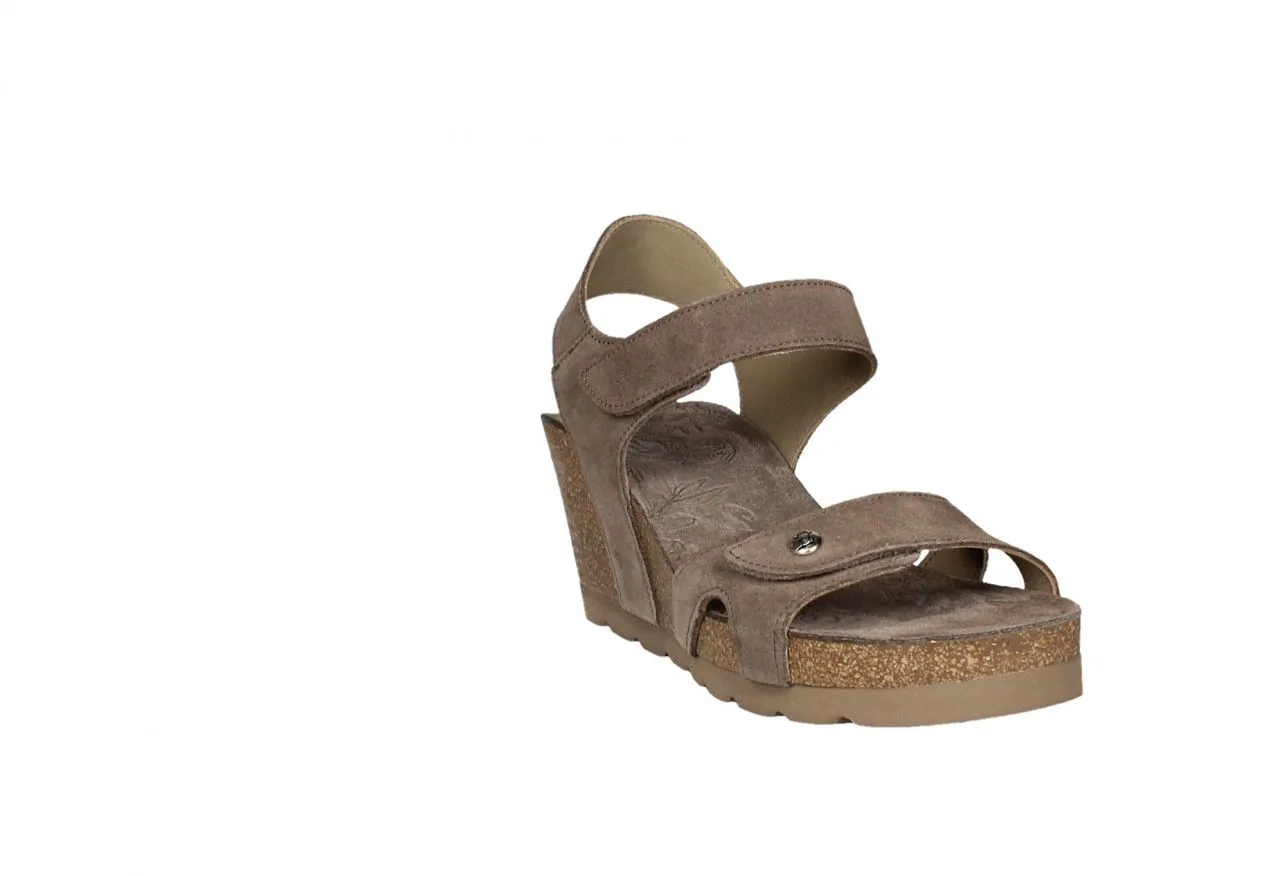 Sandalia Nobuck Marron Dos Velcros CuÑa Corcho