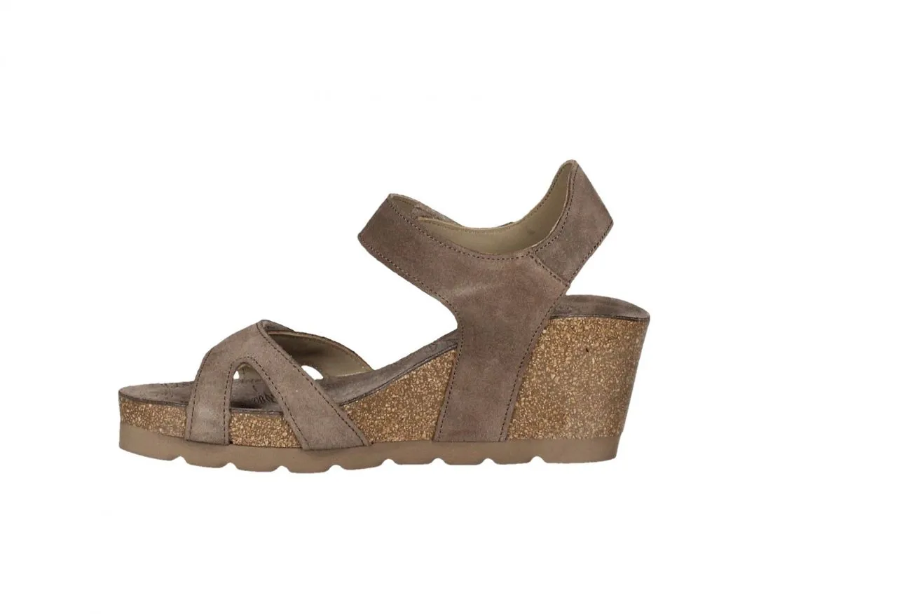 Sandalia Nobuck Marron Dos Velcros CuÑa Corcho