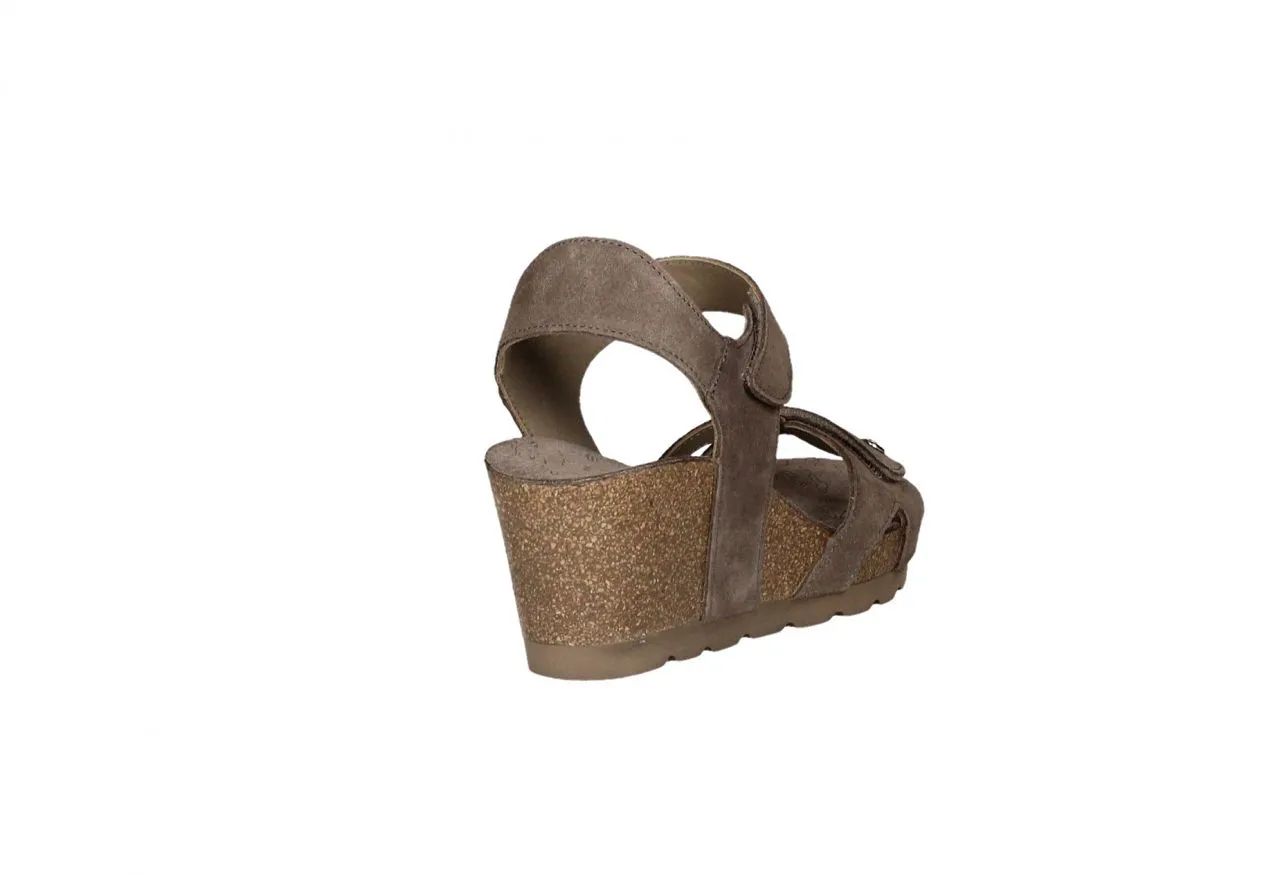 Sandalia Nobuck Marron Dos Velcros CuÑa Corcho
