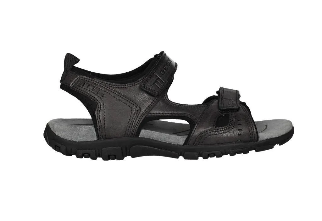 Sandalia Piel Negro 2 Velcros Piso Goma