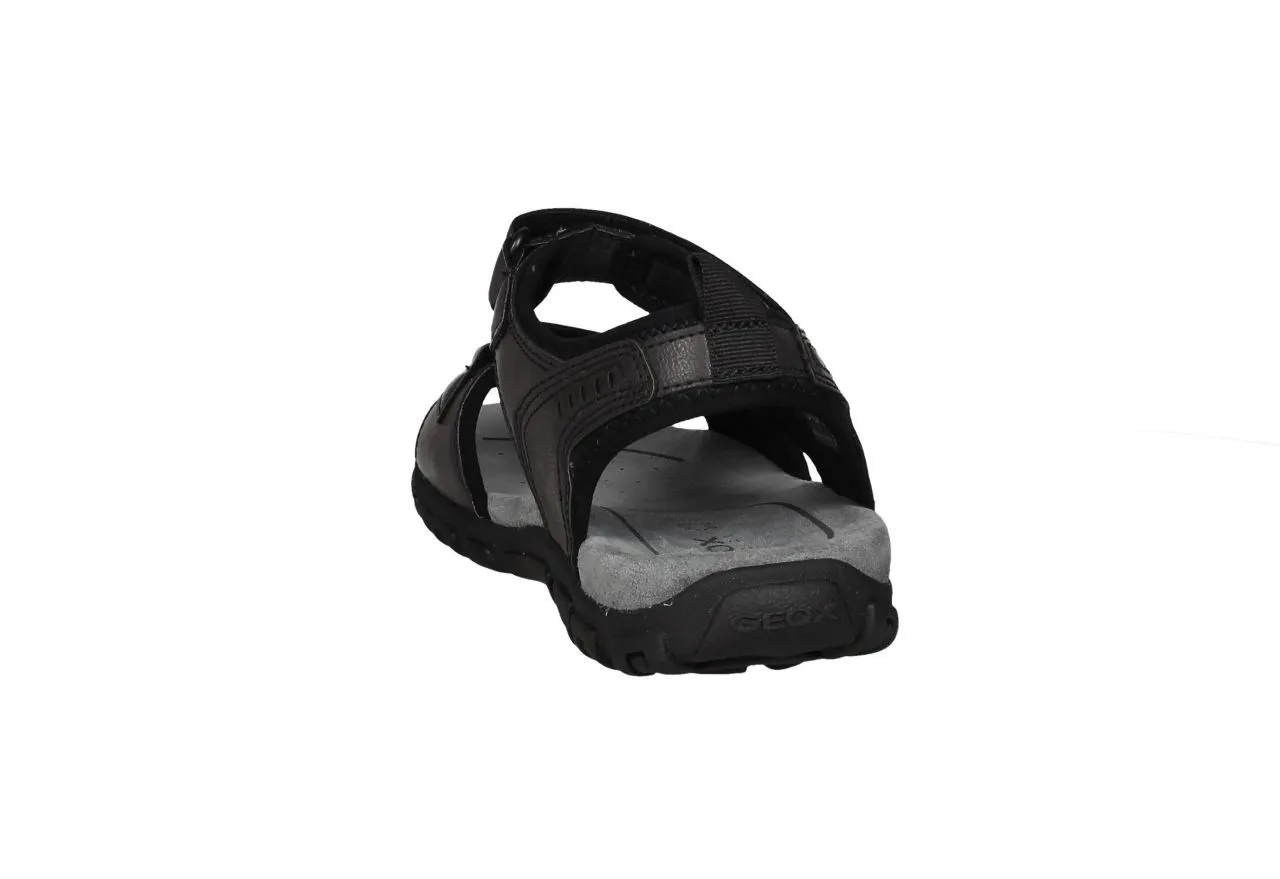 Sandalia Piel Negro 2 Velcros Piso Goma
