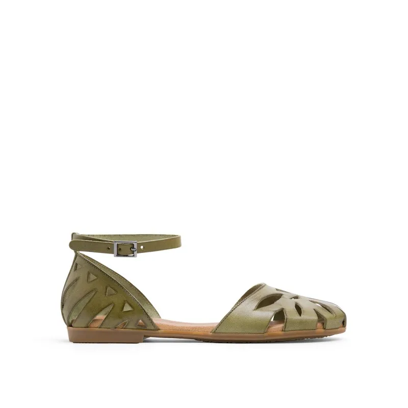 SANDALIA PLANA PIEL KAKI BETH
