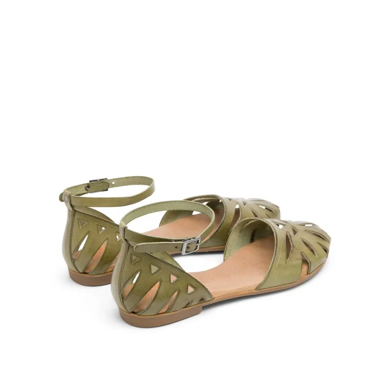 SANDALIA PLANA PIEL KAKI BETH
