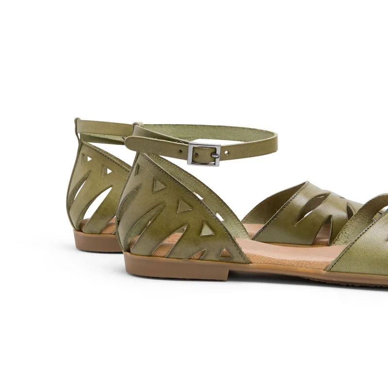 SANDALIA PLANA PIEL KAKI BETH
