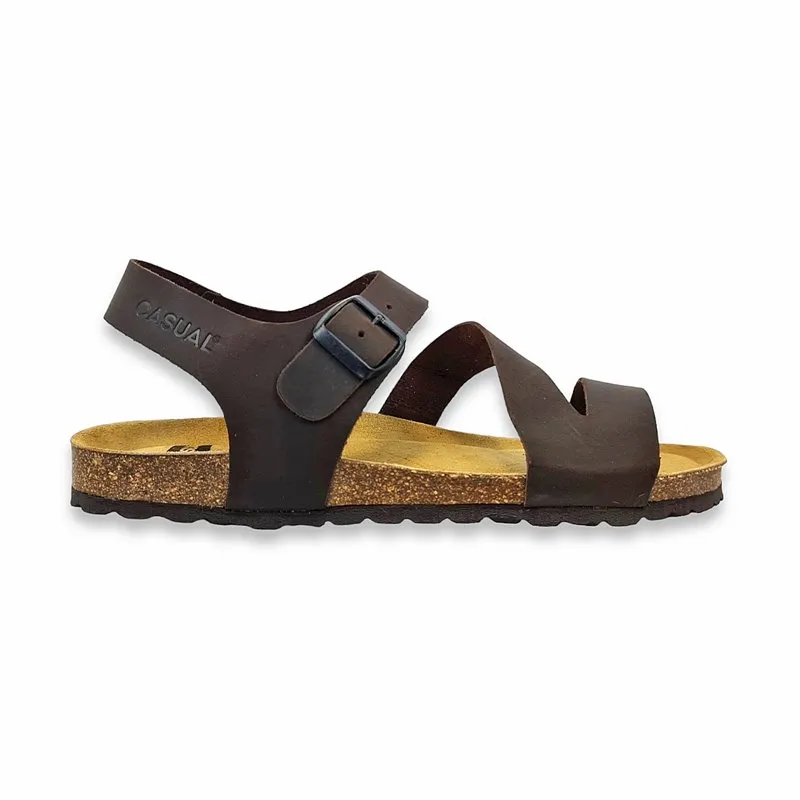 Sandalias Bio Hombre Piel Plantilla Acolchada Corcho Y Piel 72601 Moka, de Casual