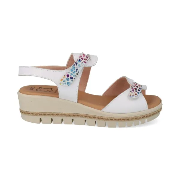 SANDALIAS CUÑA MUJER PIEL MOD. GARNET BLANCO
