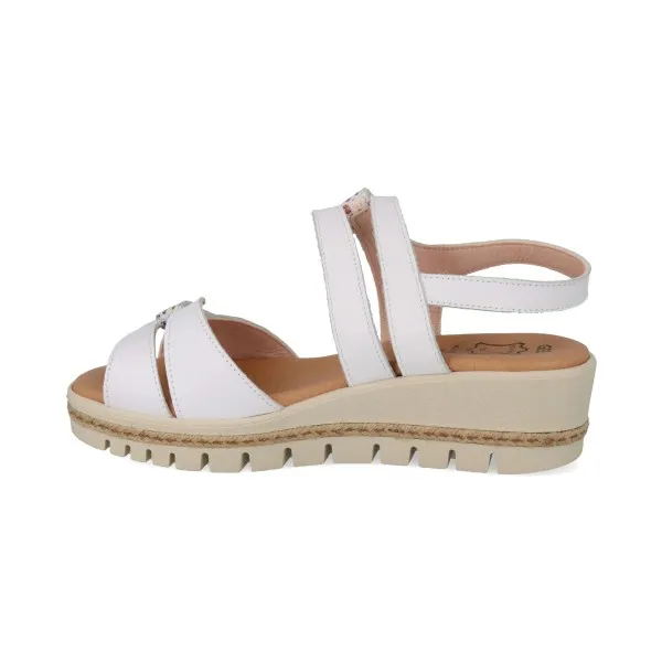 SANDALIAS CUÑA MUJER PIEL MOD. GARNET BLANCO
