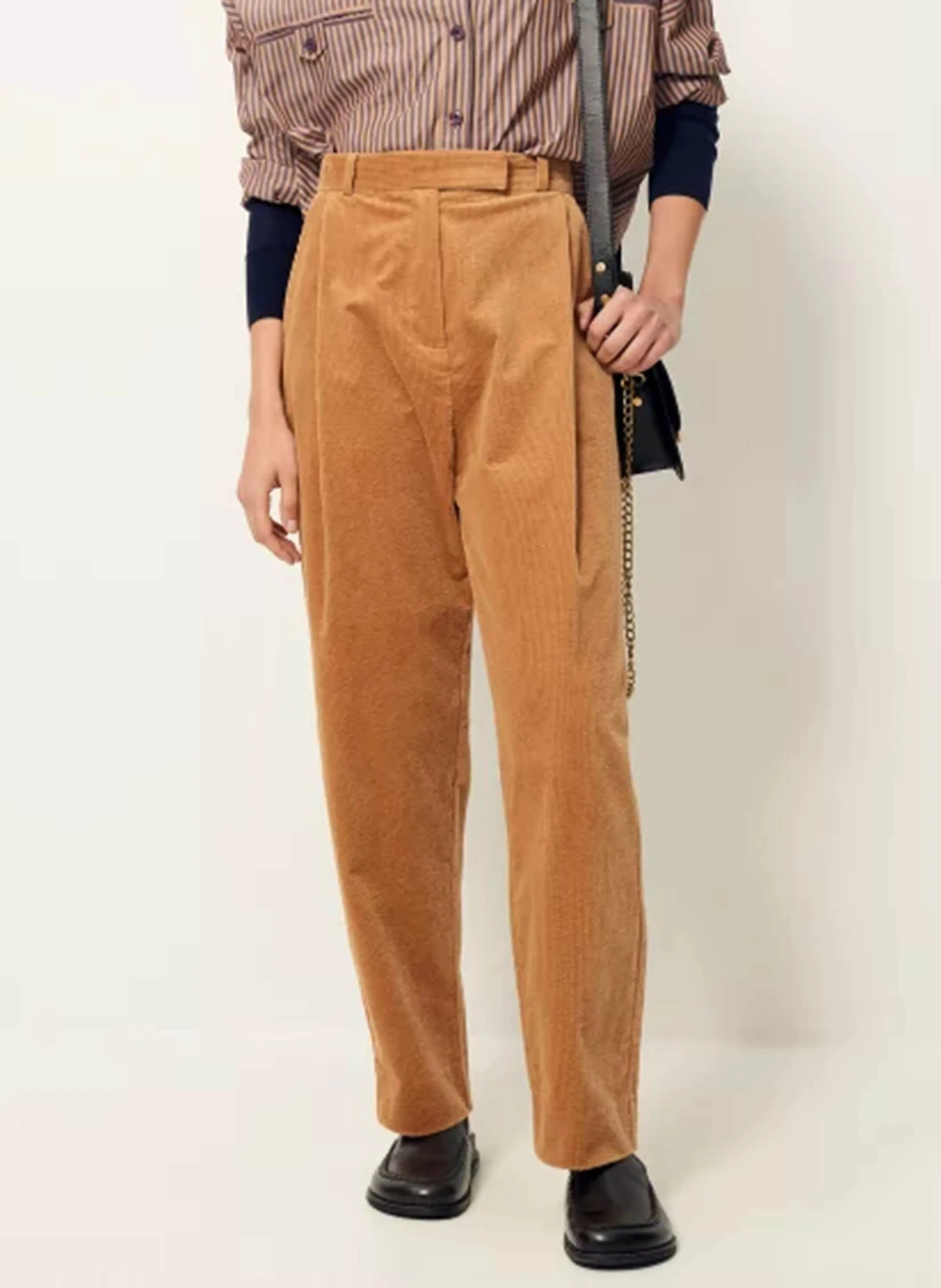 SESSUN SAVILE ROW  PANTALóN DE TALLE ALTO EN ALGODóN MEZCLADO EN BEIGE