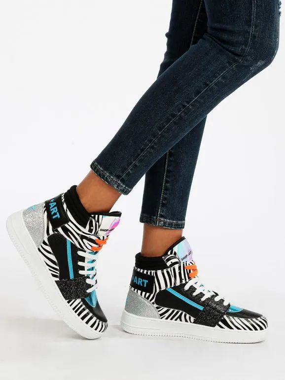 Shop Art Zapatillas altas de mujer BASKETBALL HAILEY Zebra / glitter