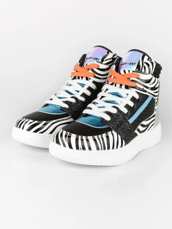 Shop Art Zapatillas altas de mujer BASKETBALL HAILEY Zebra / glitter