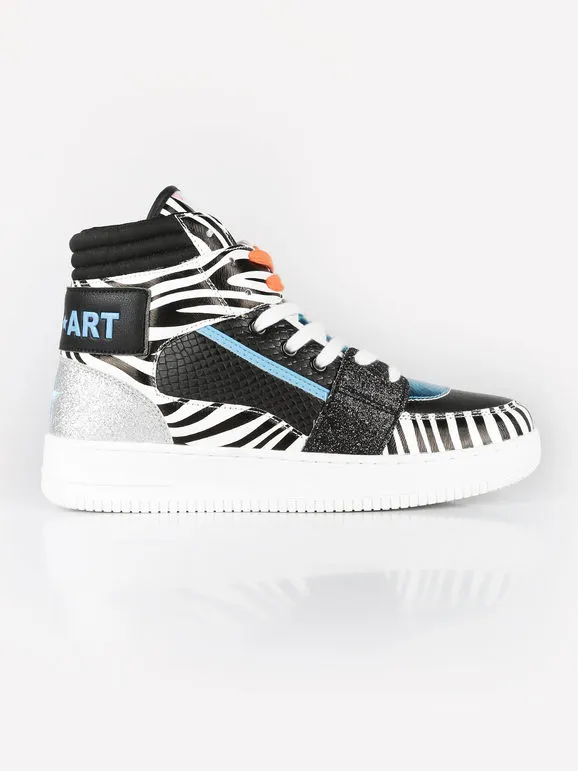 Shop Art Zapatillas altas de mujer BASKETBALL HAILEY Zebra / glitter