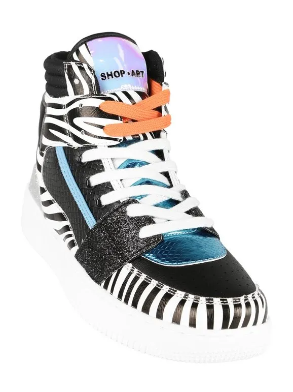 Shop Art Zapatillas altas de mujer BASKETBALL HAILEY Zebra / glitter