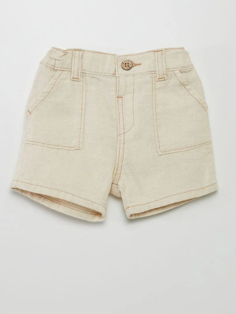 SHORT DE MEZCLA DE LINO  BLANCO