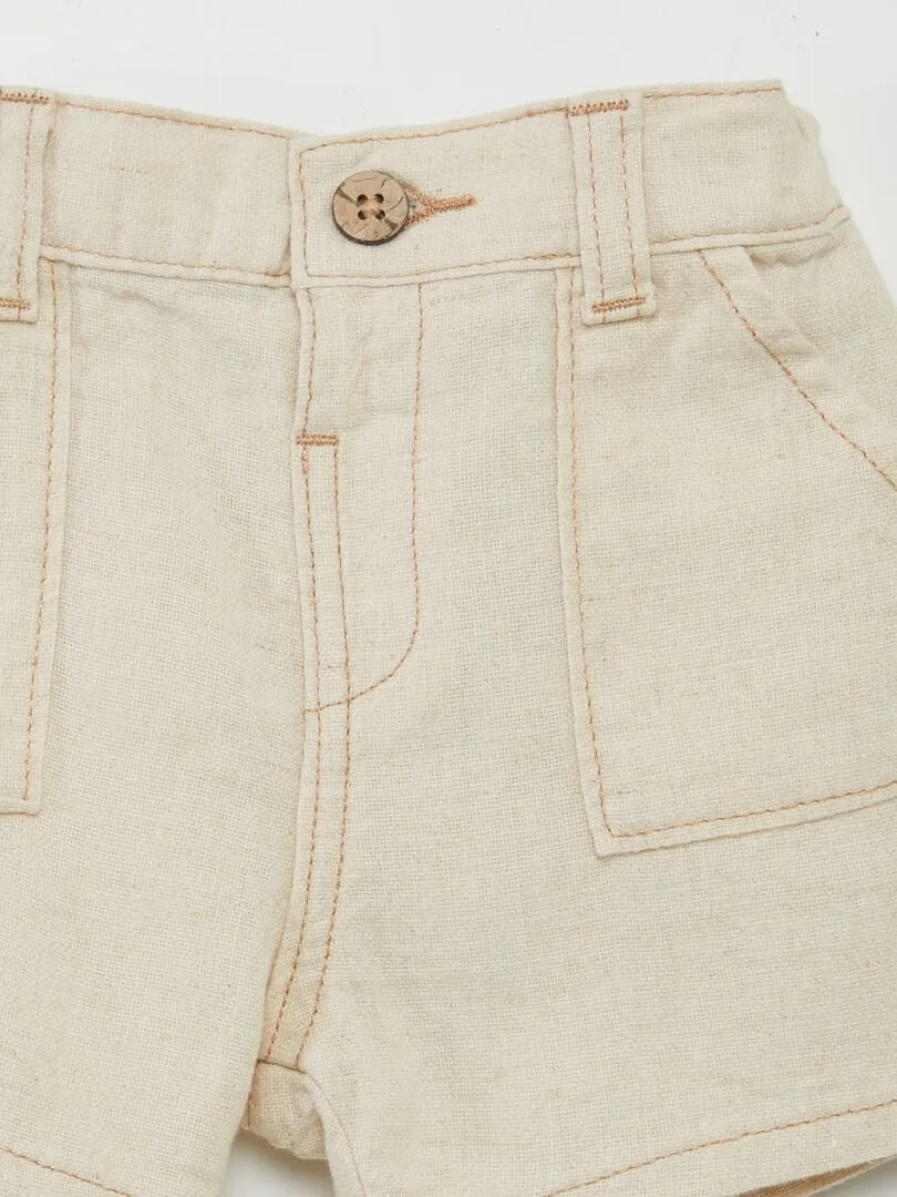 SHORT DE MEZCLA DE LINO  BLANCO