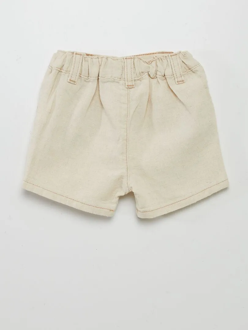 SHORT DE MEZCLA DE LINO  BLANCO