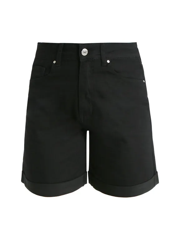 Solada Pantalón corto de mujer negro con puños.