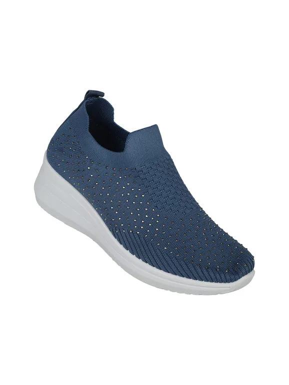 SOLADA ZAPATILLAS SLIPON DE MUJER CON CUñA Y STRASS
