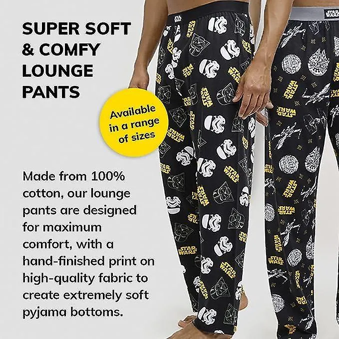 STAR WARS CLASSIC LOGO BLACK AND YELLOW LOUNGE PANTS  ADULTS UNISEX