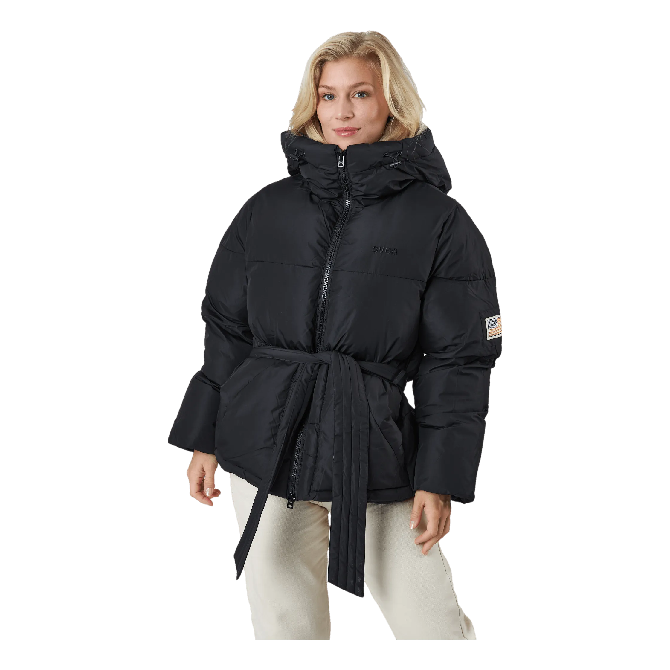 Svea Beltet Short Padded Hood Jacke Black
