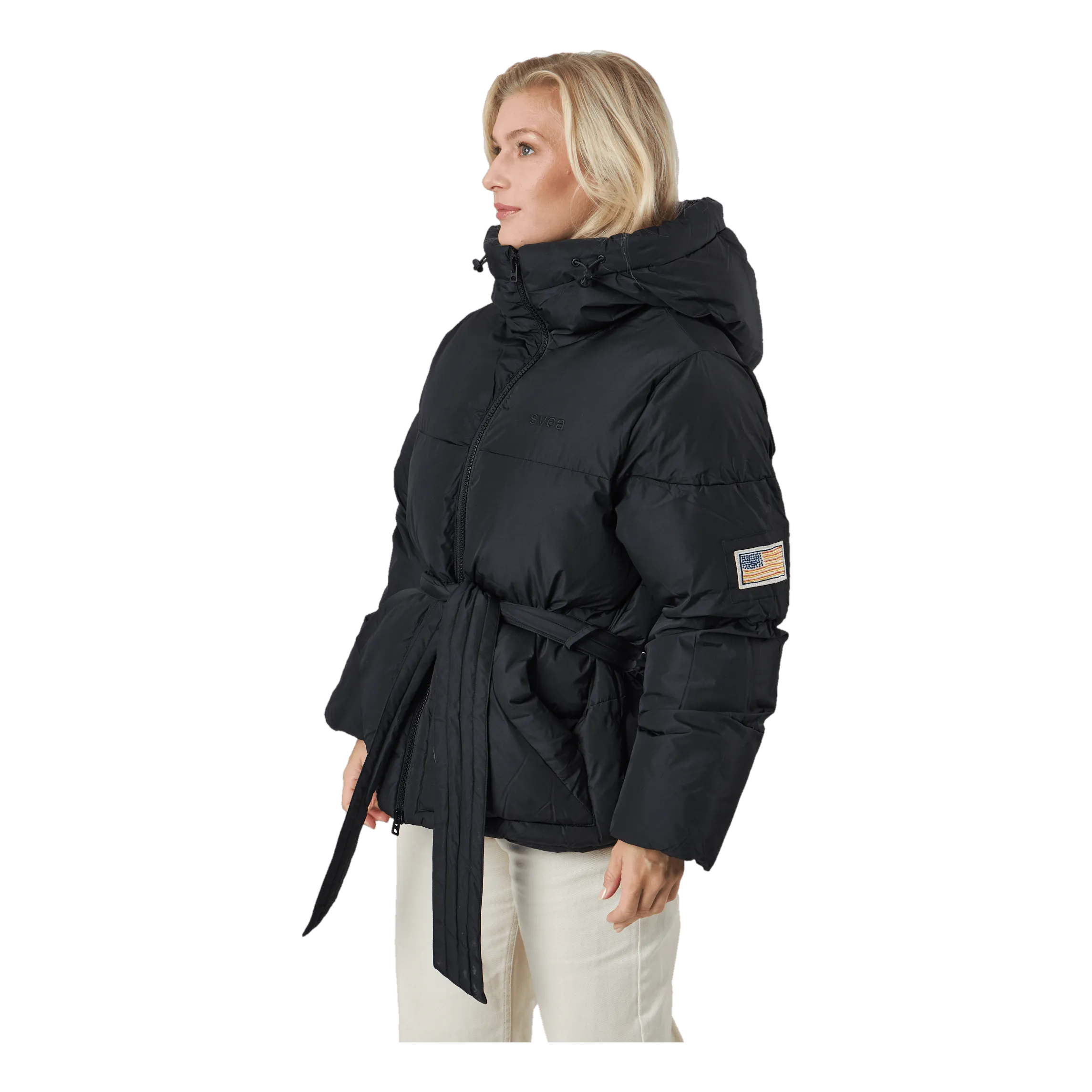 Svea Beltet Short Padded Hood Jacke Black