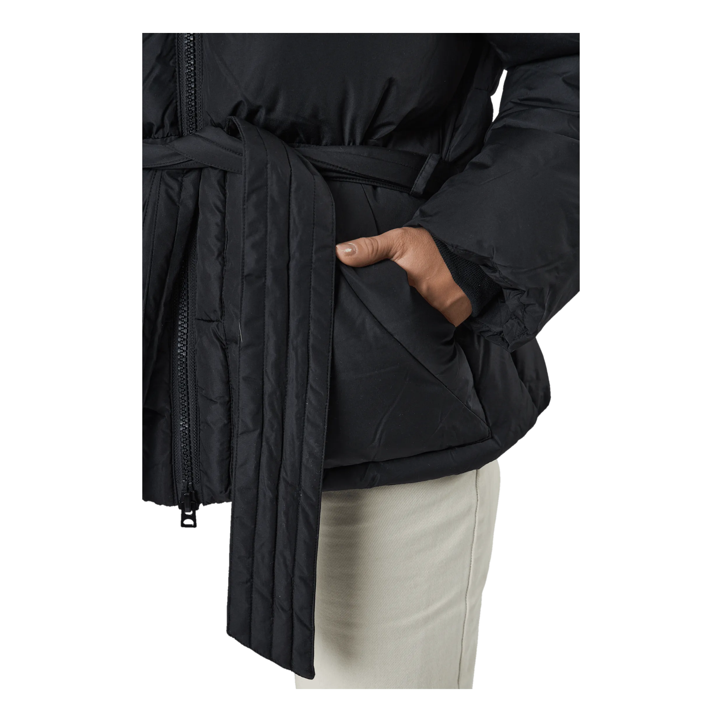Svea Beltet Short Padded Hood Jacke Black