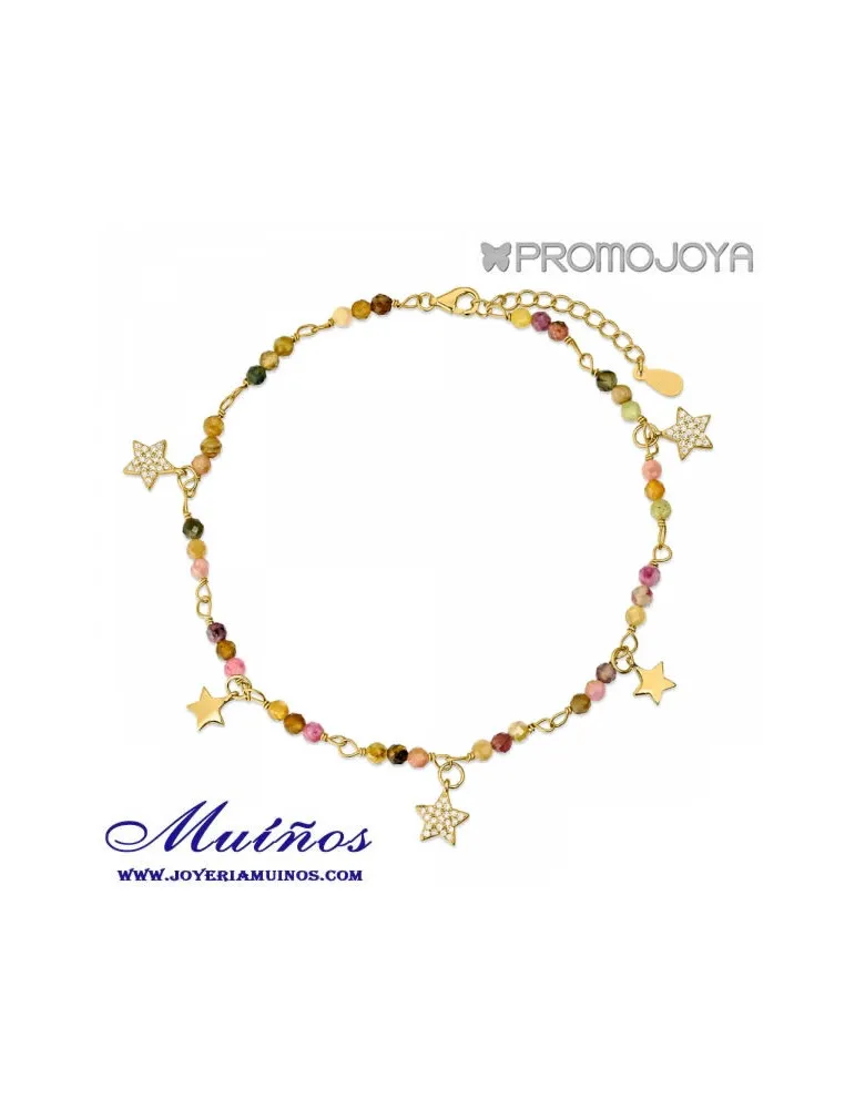 Tobillera turmalina estrellas Plata Promojoya