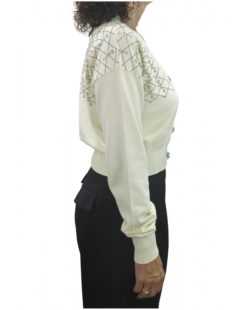 TRASH AND LUXURY   TWIN SET CON STRASS Y BOTONES JOYA COLOR CRUDO