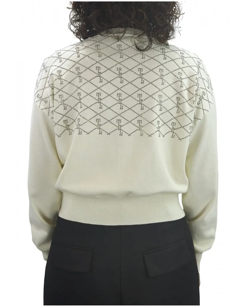 TRASH AND LUXURY   TWIN SET CON STRASS Y BOTONES JOYA COLOR CRUDO